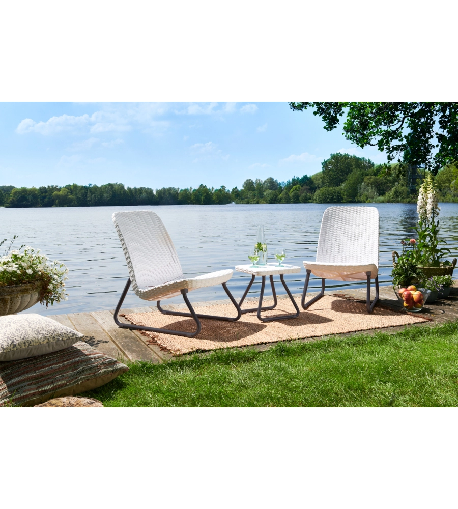 SET DA GIARDINO "RIO BALCONY" CON 2 POLTRONE E TAVOLO, COLORE BIANCO - KETER