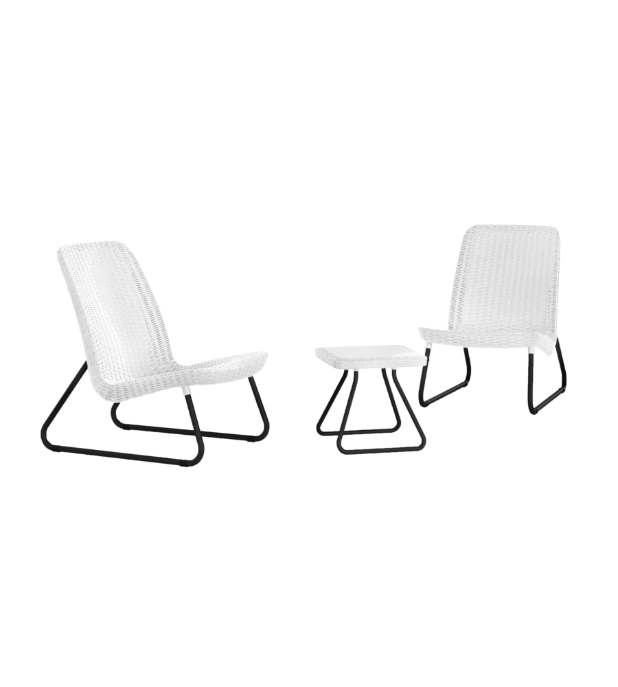 SET DA GIARDINO "RIO BALCONY" CON 2 POLTRONE E TAVOLO, COLORE BIANCO - KETER