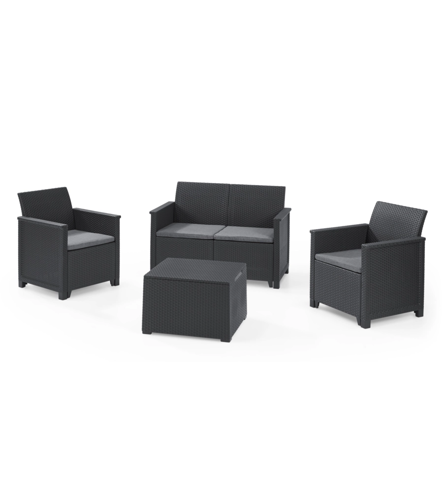 SET DA GIARDINO KETER "EMMA LOUNGE" CON DIVANO 2 POSTI, COLORE GRAFITE - KETER
