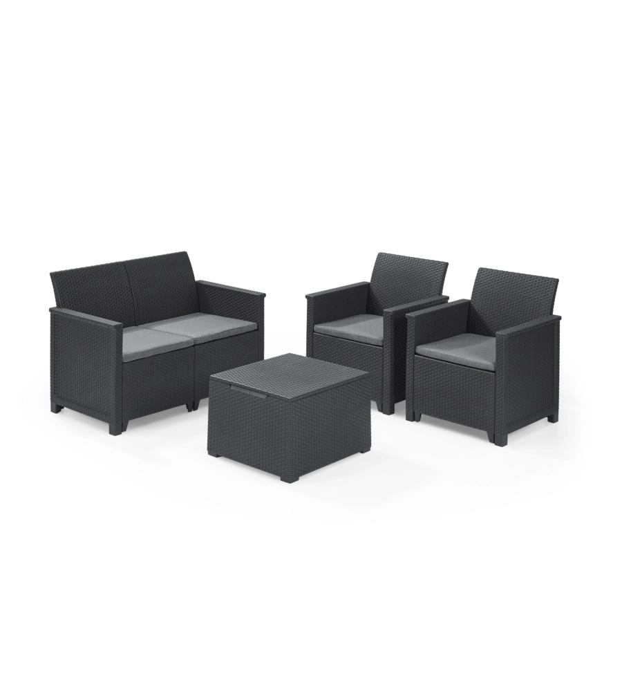 SET DA GIARDINO KETER "EMMA LOUNGE" CON DIVANO 2 POSTI, COLORE GRAFITE - KETER