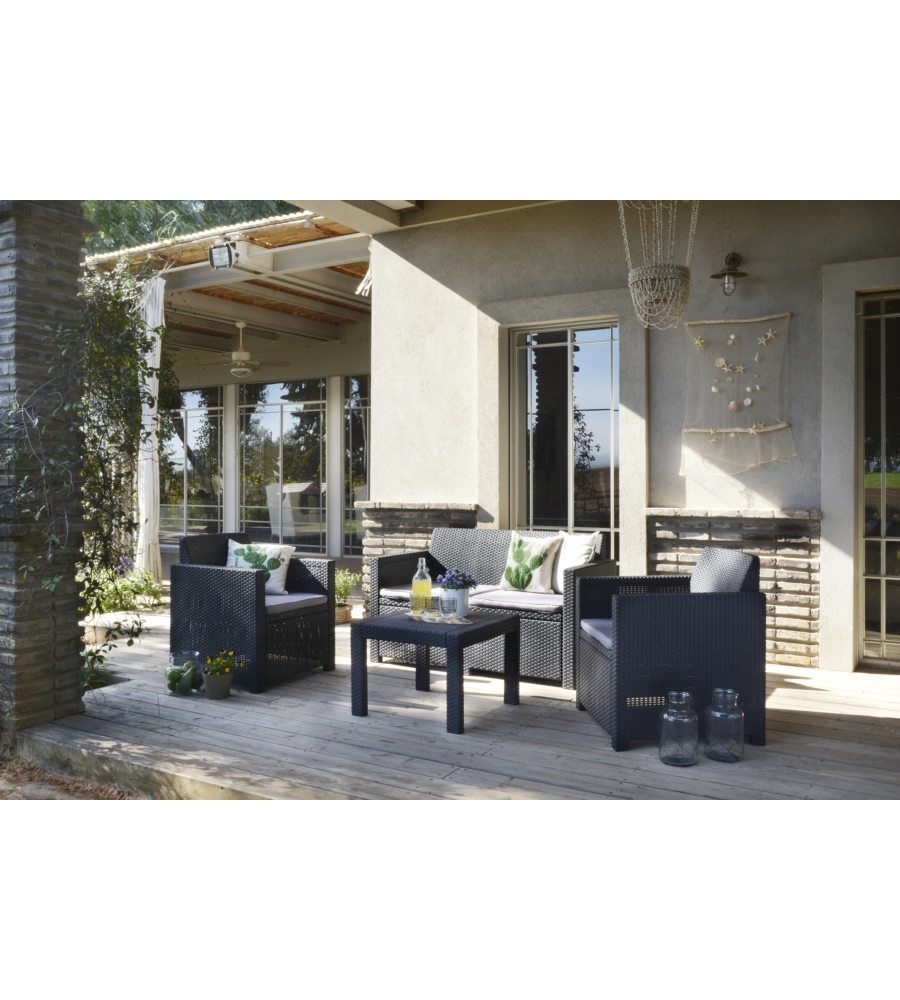 SET DA GIARDINO "ALABAMA LOUNGE" CON DIVANO 2 POSTI, COLORE GRAFITE - KETER
