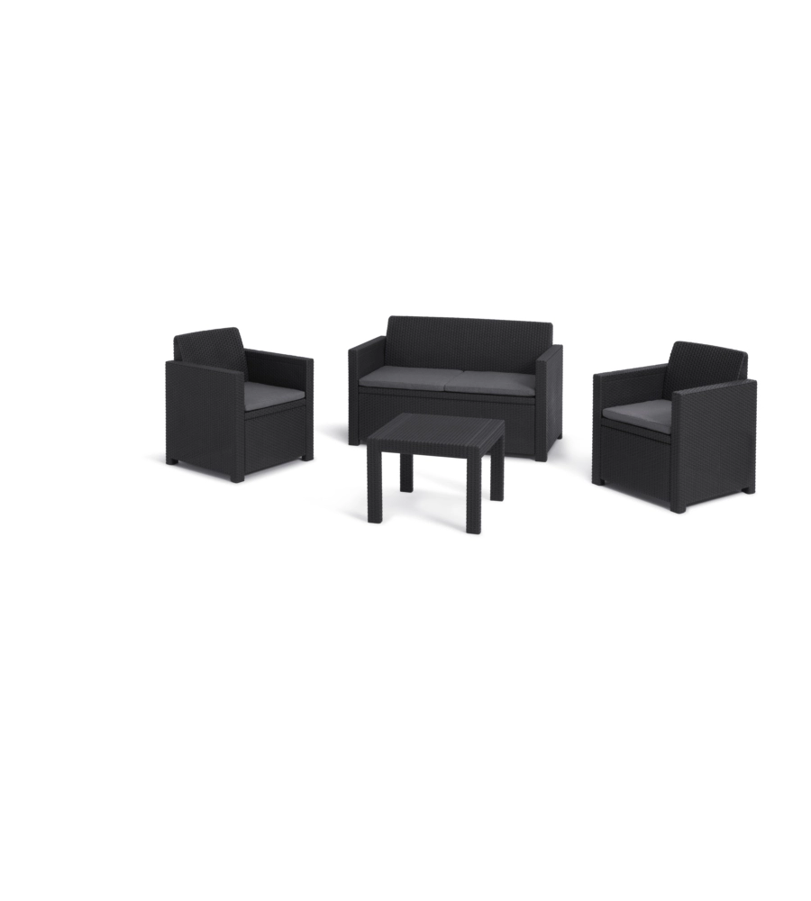SET DA GIARDINO "ALABAMA LOUNGE" CON DIVANO 2 POSTI, COLORE GRAFITE - KETER