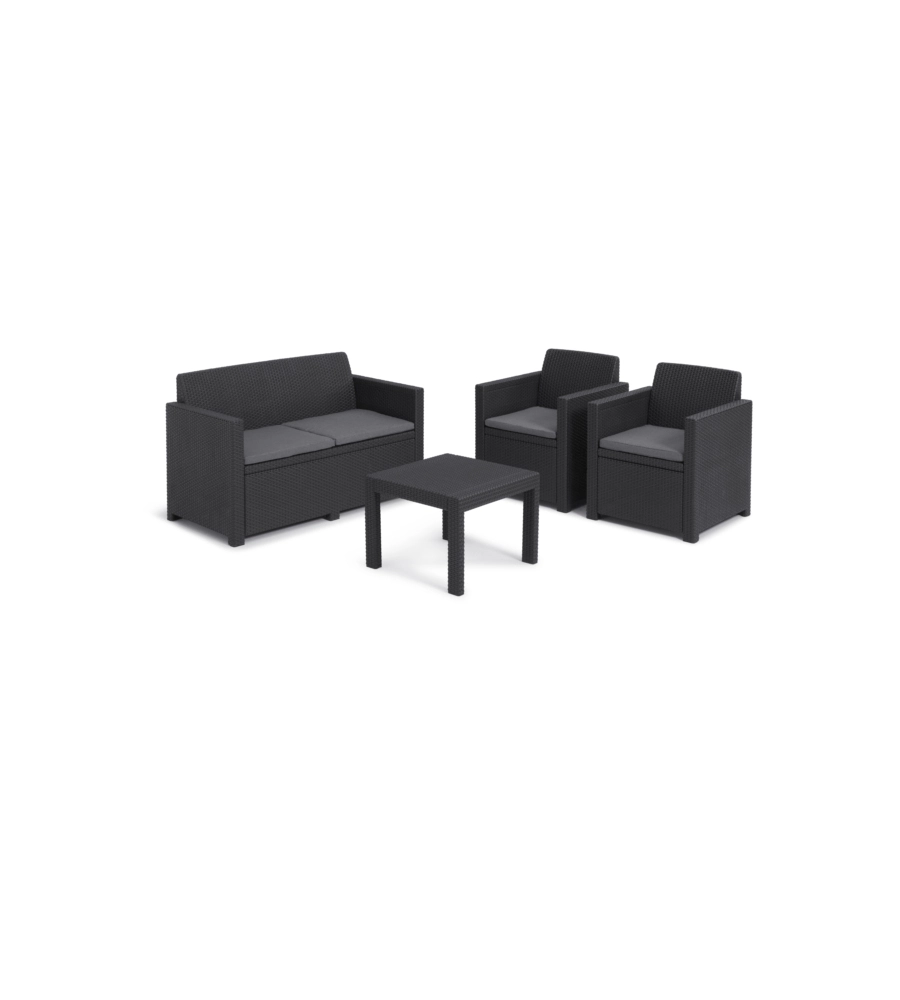 SET DA GIARDINO "ALABAMA LOUNGE" CON DIVANO 2 POSTI, COLORE GRAFITE - KETER