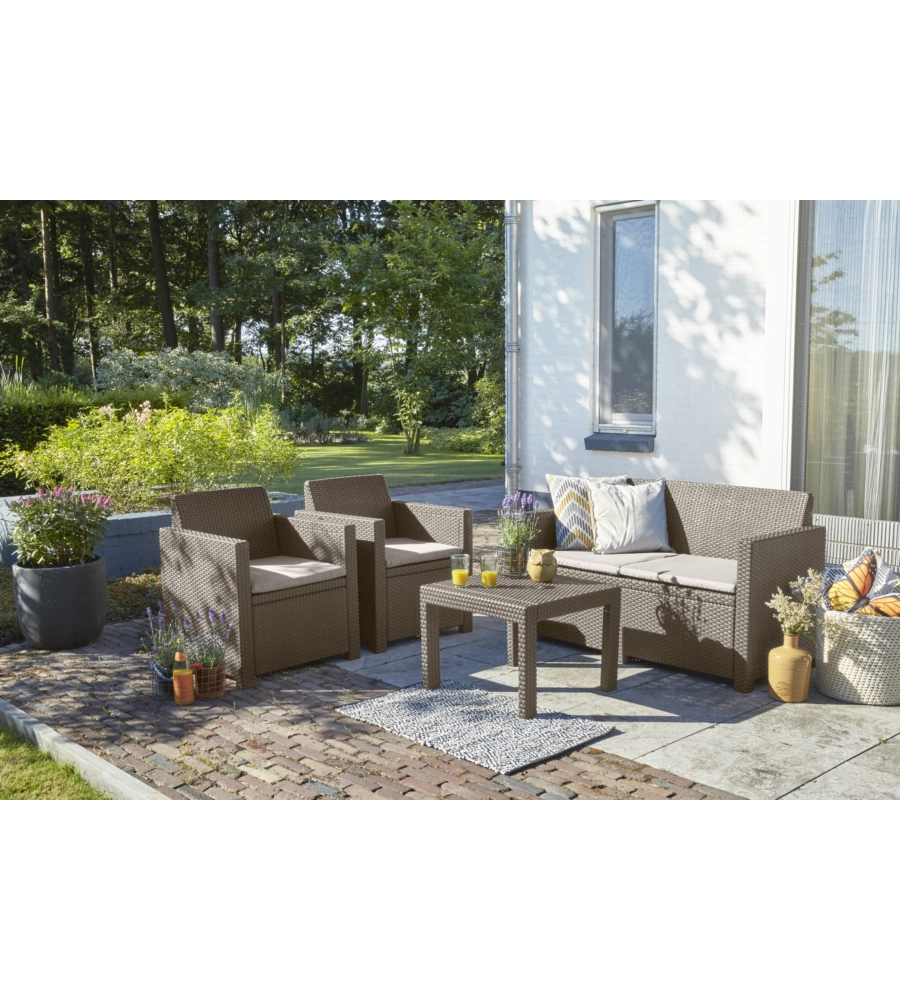 SET DA GIARDINO KETER "ALABAMA LOUNGE" CON DIVANO 2 POSTI, COLORE CAPPUCCINO - KETER