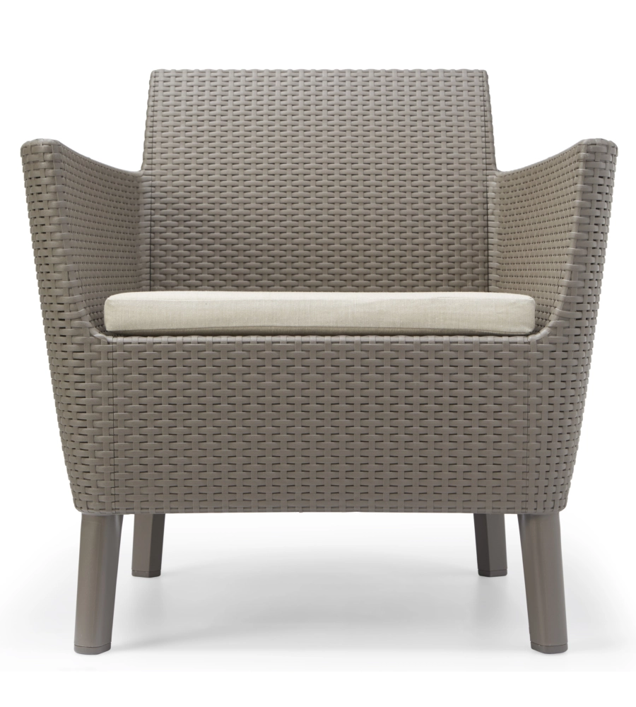 SET DA GIARDINO "SALEMO LOUNGE" CON 2 POLTRONE, DIVANO A 2 POSTI E TAVOLINO, COLORE CAPPUCCINO - KETER