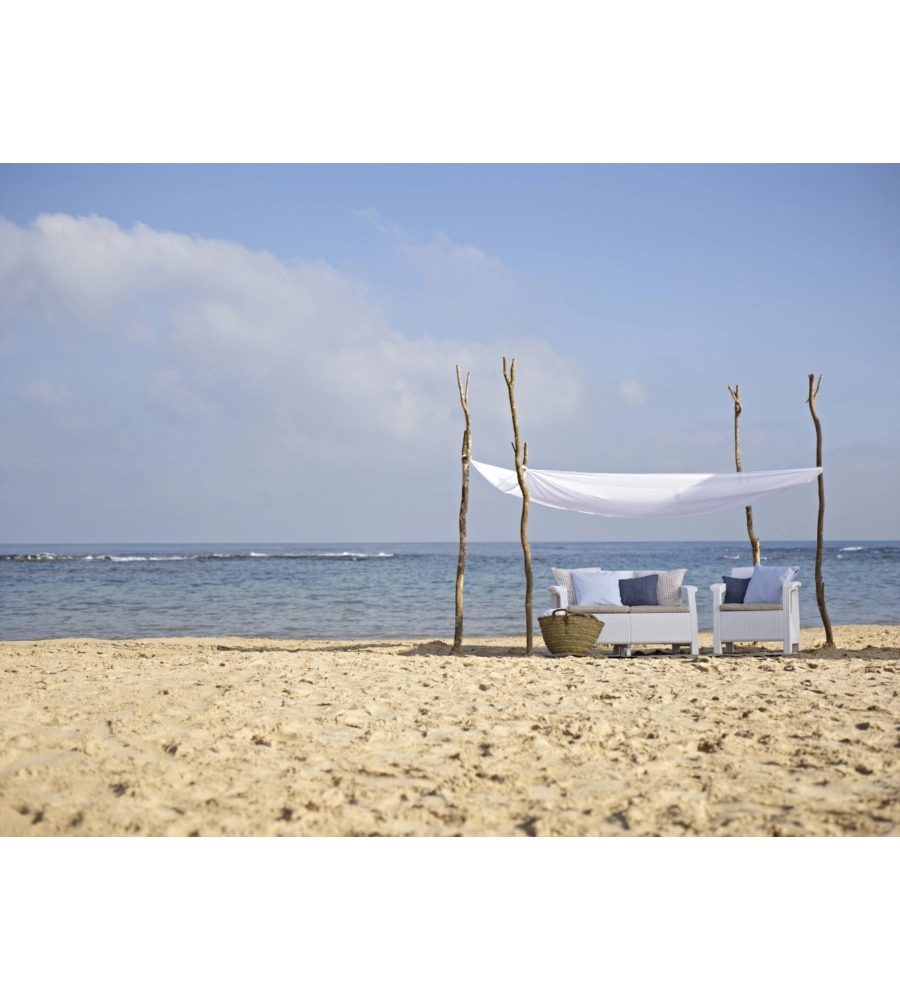 SET DA GIARDINO KETER "CORFU LOUNGE" IN POLIPROPILENE BIANCO 4 SEDUTE E TAVOLINO