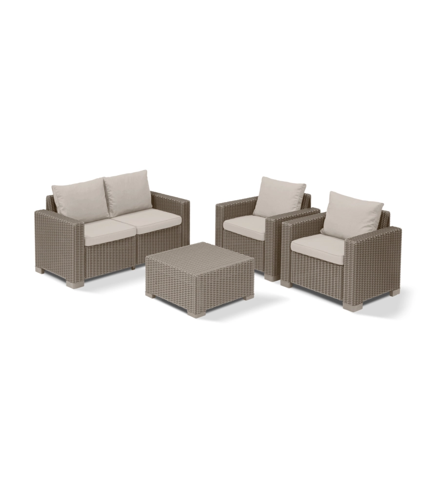 SET DA GIARDINO KETER "CALIFORNIA LOUNGE" IN POLIPROPILENE CAPPUCCINO 4 SEDUTE E TAVOLINO