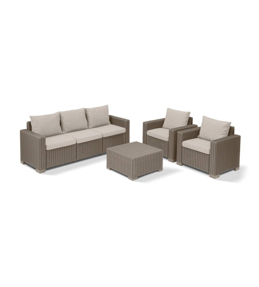 SET DA GIARDINO KETER "CALIFORNIA LOUNGE" IN POLIPROPILENE CAPPUCCINO 5 SEDUTE E TAVOLINO