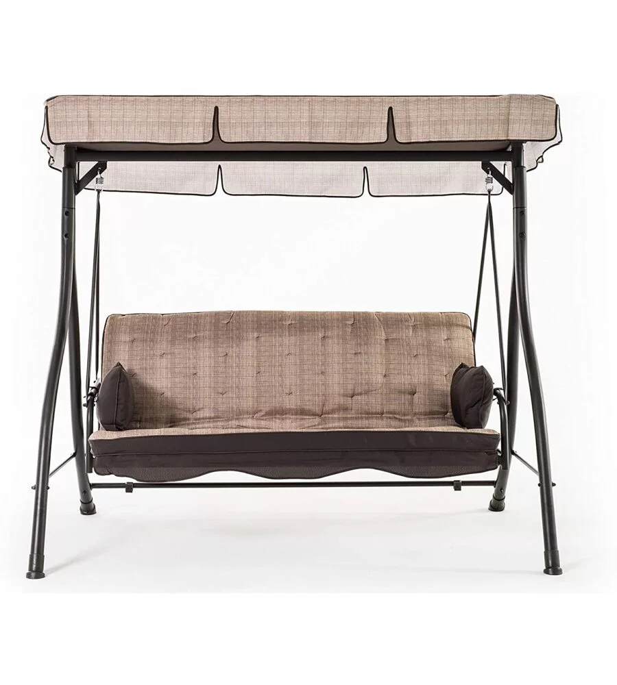 DONDOLO "ZANZIBAR" TRE POSTI CON STRUTTURA IN METALLO DI COLORE BEIGE.