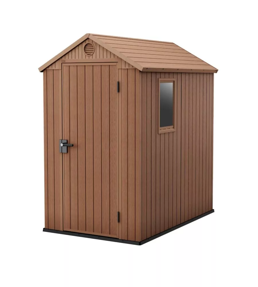CASETTA DA GIARDINO KETER "DARWIN 4x6" IN EVOTECH+ COLORE MARRONE CON PORTA BATTENTE SINGOLA 125,8X184,5X205,1 CM