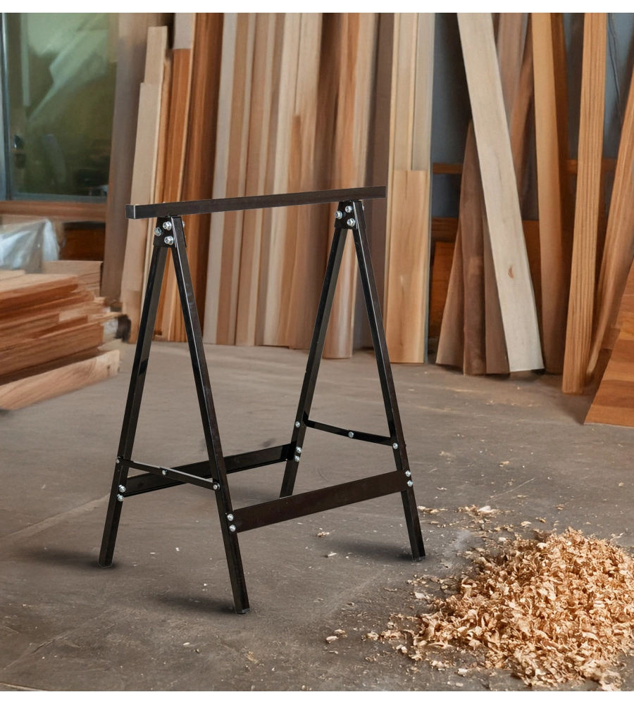 CAVALLETTO PIEGHEVOLE IN METALLO, PORTATA MASSIMA 100 KG - 63,5X43XH72 CM