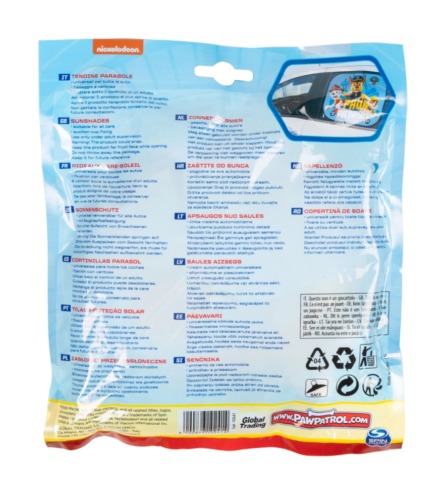 COPPIA TENDINE AUTO LATERALI "PAW PATROL BOY" 44X35 CM
