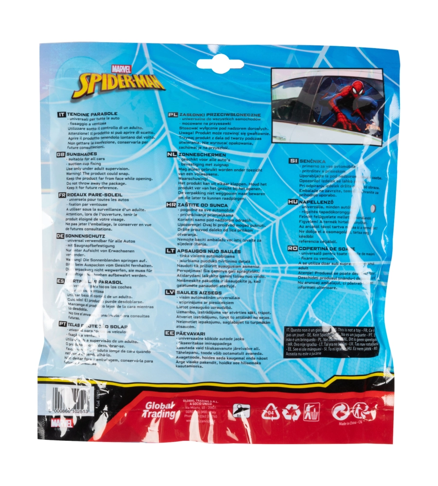 COPPIA TENDINE AUTO LATERALI TRAPEZIO "SPIDERMAN" 65X38 CM