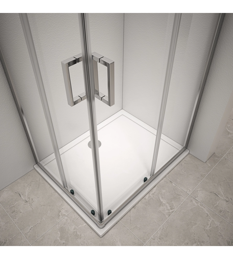 BOX DOCCIA ANGOLARE IN ALLUMINIO CON VETRO TRASPARENTE 70X90X185 CM