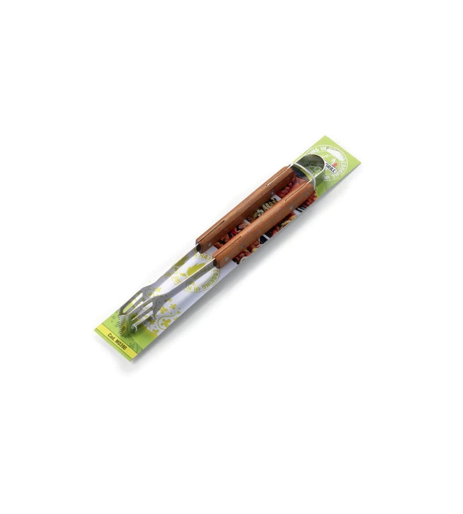PINZA IN ACCIAIO INOX DA CM. 39 - CON MANICO IN LEGNO