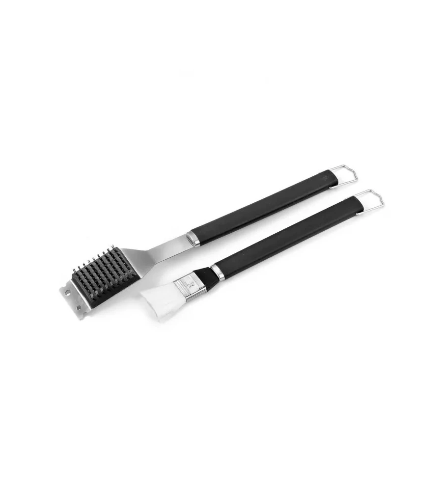 KIT PULIZIA BARBECUE - PENNELLO E SPAZZOLA IN ACCIAIO INOX