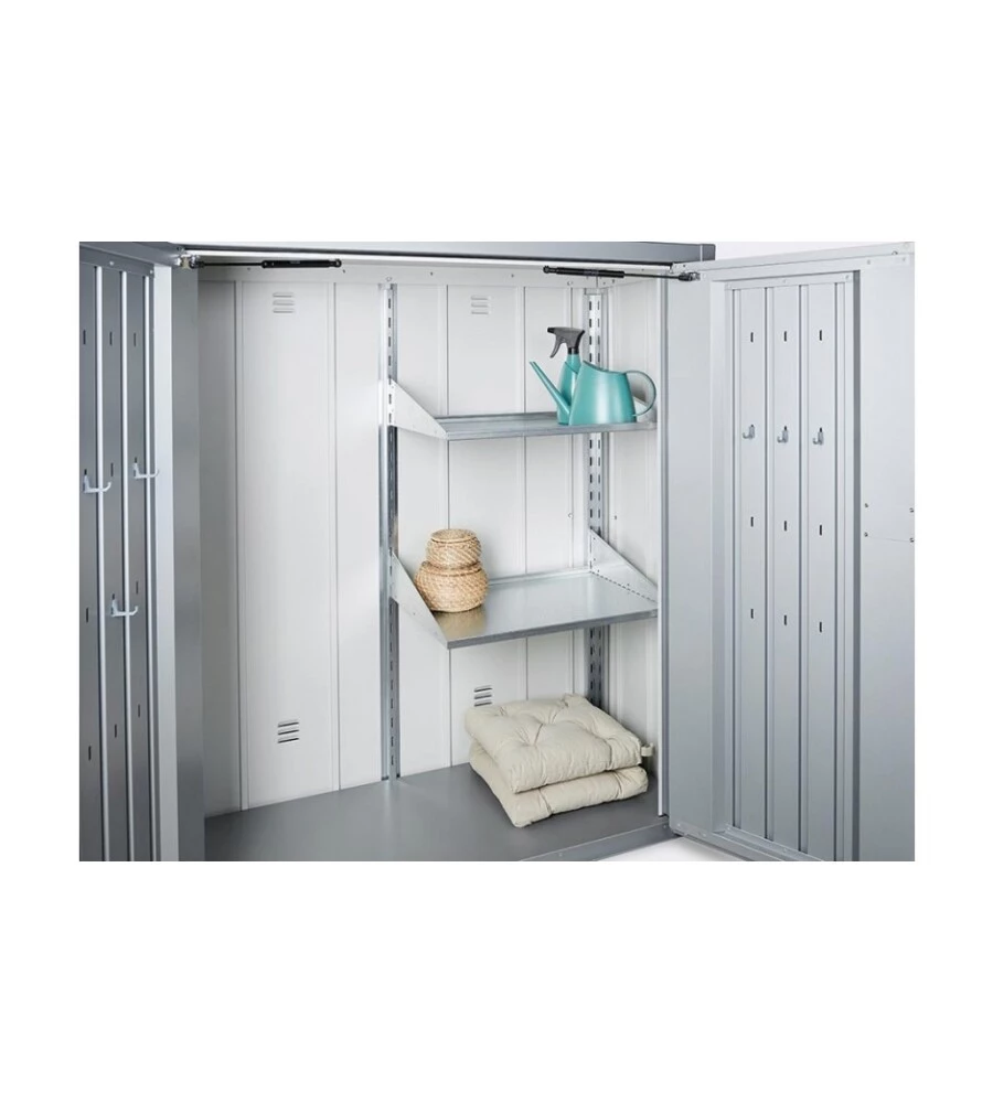 ARMADIO DA ESTERNO BIOHORT "ROMEO M" IN ACCIAIO ARGENTO METALLIZZATO, 132X57X140 CM - 55070