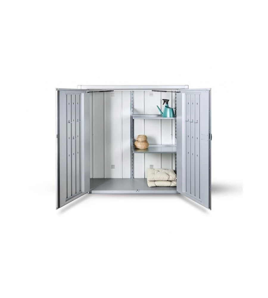 ARMADIO DA ESTERNO BIOHORT "ROMEO L" IN ACCIAIO GRIGIO QUARZO METALLIZZATO, 132X87X140 CM - 58080