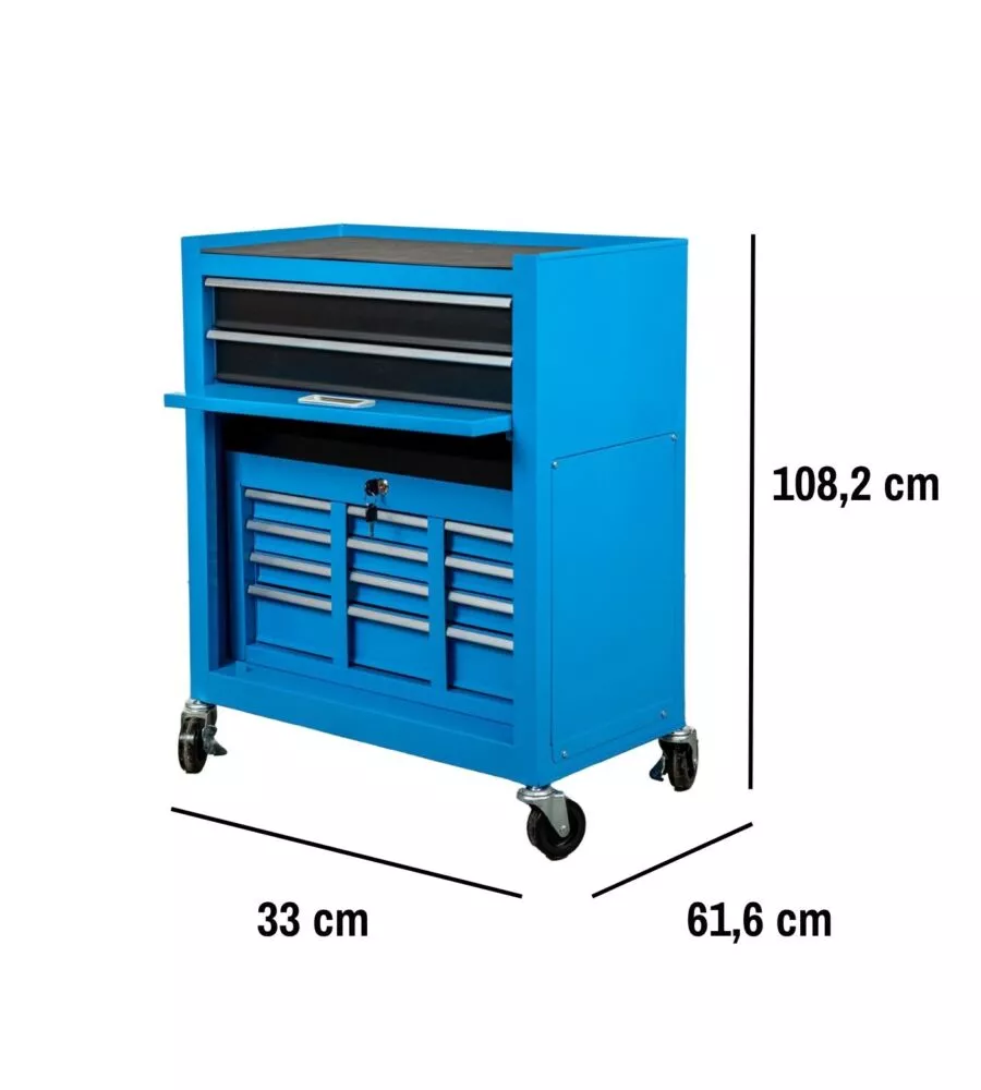 CASSETTIERA PORTA ATTREZZI EASY SYSTEM IN METALLO CON RUOTE E CASSETTIERA MOVIBILE 61,6X33X108,2 CM