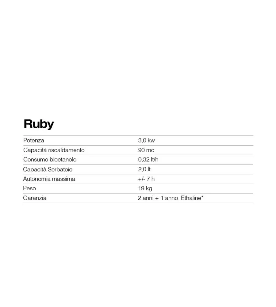 STUFA A BIOETANOLO TECNO AIR SYSTEM "RUBY" BORDEAUX 3 KW
