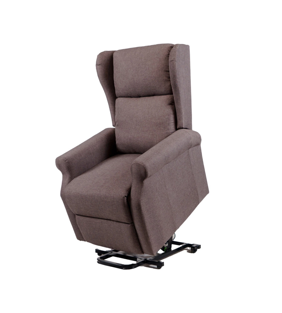 POLTRONA RELAX CON RECLINER ELETTRICO BELLAHOME "BERG" TESSUTO MARRONE, 72,5X94X109 CM