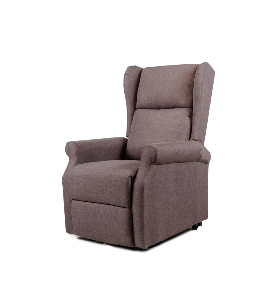 POLTRONA RELAX CON RECLINER ELETTRICO BELLAHOME "BERG" TESSUTO MARRONE, 72,5X94X109 CM
