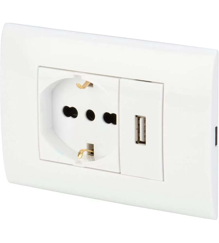 KIT CON PRESA PLURISTANDARD E PRESA USB 2.1 A - POLY POOL