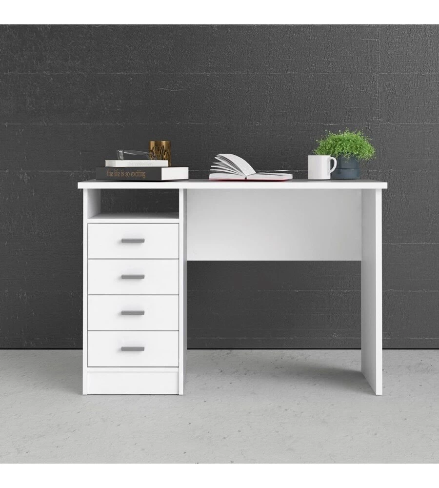 SCRIVANIA CON 4 CASSETTI BIANCA, 110X76X48,5 CM