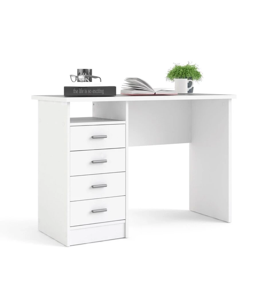 SCRIVANIA CON 4 CASSETTI BIANCA, 110X76X48,5 CM