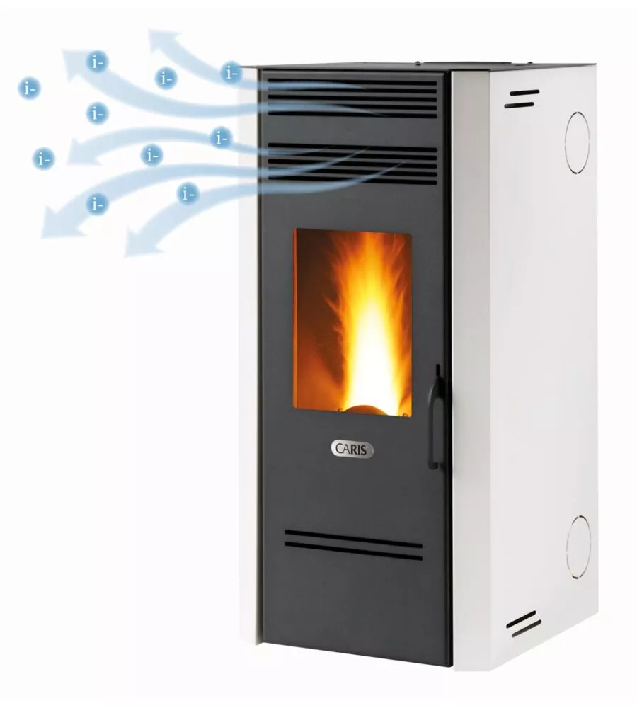 STUFA A PELLET VENTILATA CARIS "MAYLEA" CON HEALTHSYSTEM BIANCO 7,1 KW