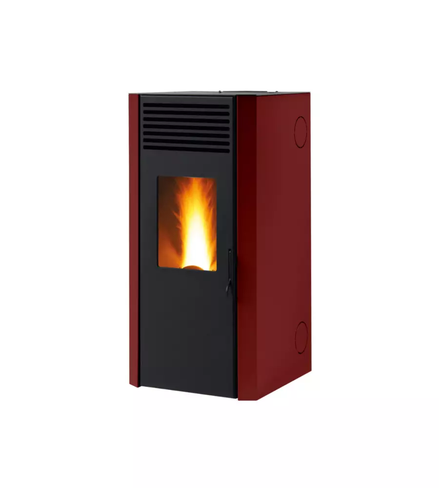 Stufa a pellet ventilata Caris "Maylea H" con purificatore HealthSystem bordeaux 7,5 Kw