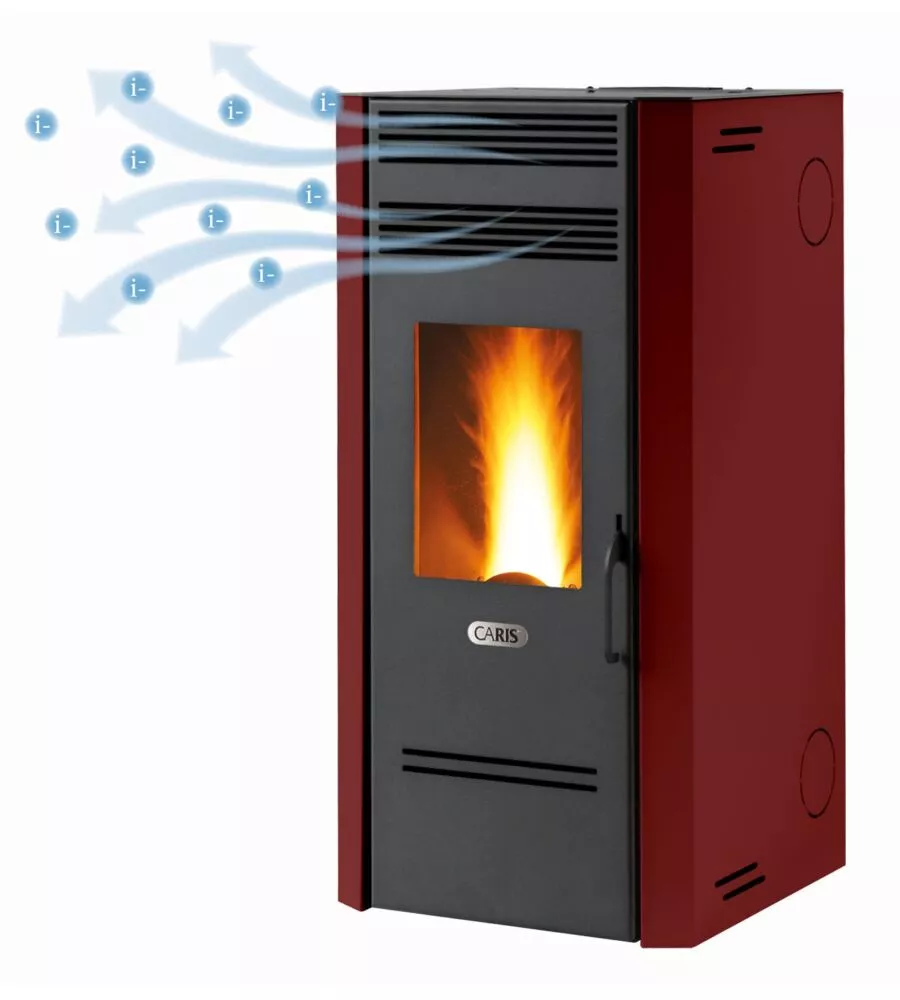 STUFA A PELLET VENTILATA CARIS "MAYLEA" CON PURIFICATORE HEALTHSYSTEM BORDEAUX 7,1 KW