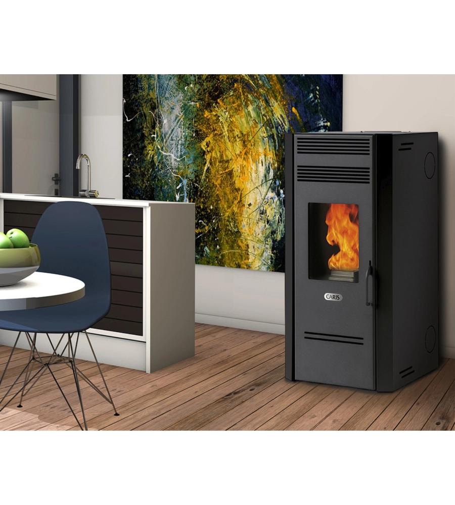 STUFA A PELLET VENTILATA CARIS "MAYLEA" CON HEALTHSYSTEM NERO 7,1 KW