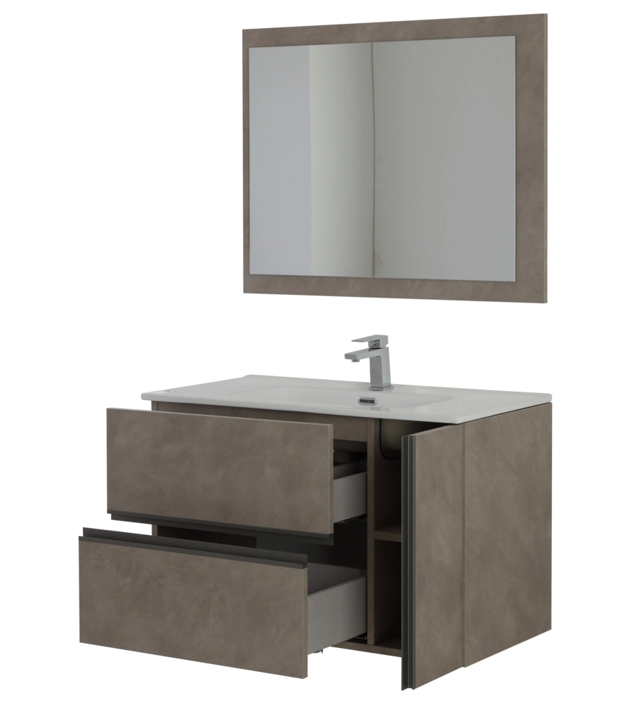 MOBILE BAGNO SOSPESO "OXID" CON SPECCHIO, 90X46X57 CM