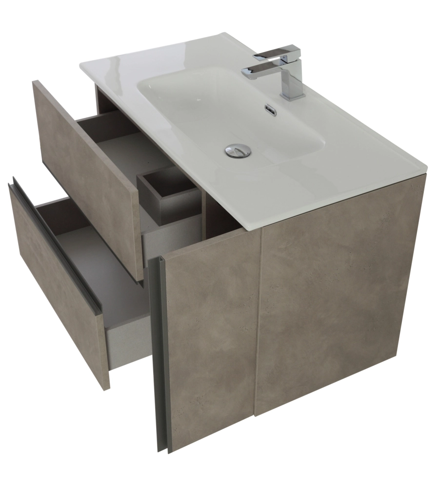 MOBILE BAGNO SOSPESO "OXID" CON SPECCHIO, 90X46X57 CM