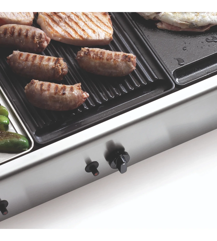 BARBECUE A GAS OMPAGRILL CON PLANCHA SINGOLA RIGATA 1 BRUCIATORE 40X43 CM