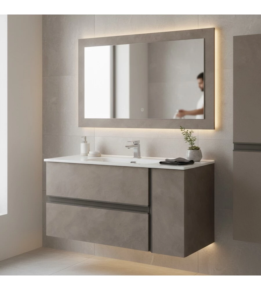 MOBILE BAGNO SOSPESO "OXID" CON SPECCHIO, 110X46X57 CM