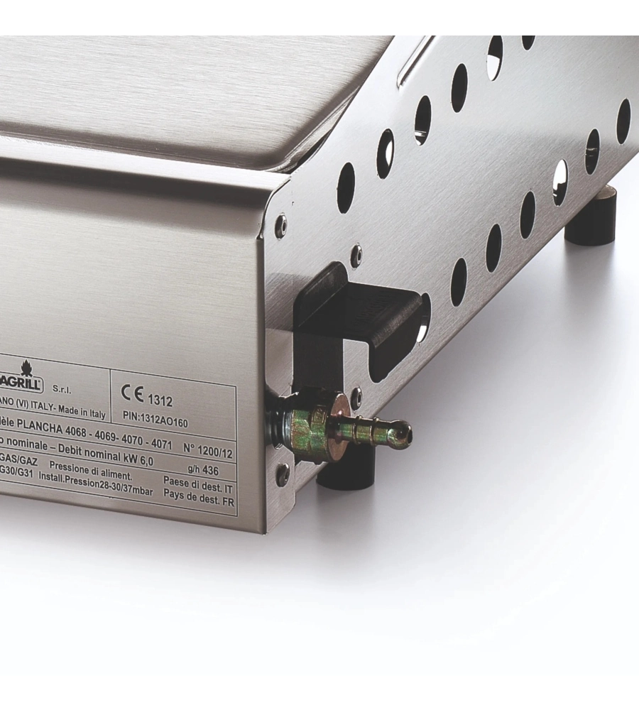 BARBECUE A GAS OMPAGRILL CON PLANCHA SINGOLA E COPERCHIO 1 BRUCIATORE 44X44X24 CM