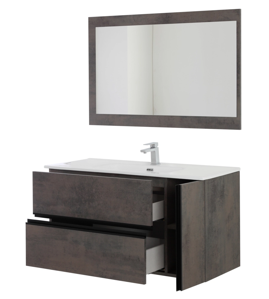 MOBILE BAGNO SOSPESO "OXID" CON SPECCHIO, 110X46X57 CM