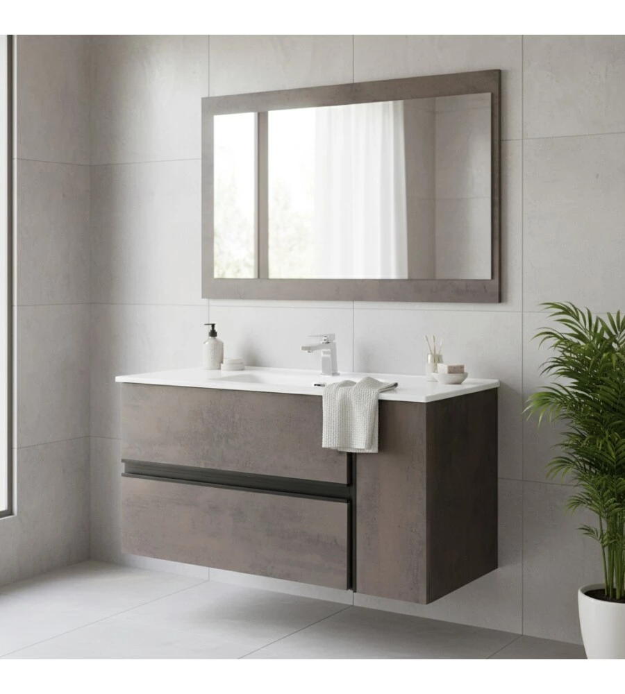 MOBILE BAGNO SOSPESO "OXID" CON SPECCHIO, 110X46X57 CM
