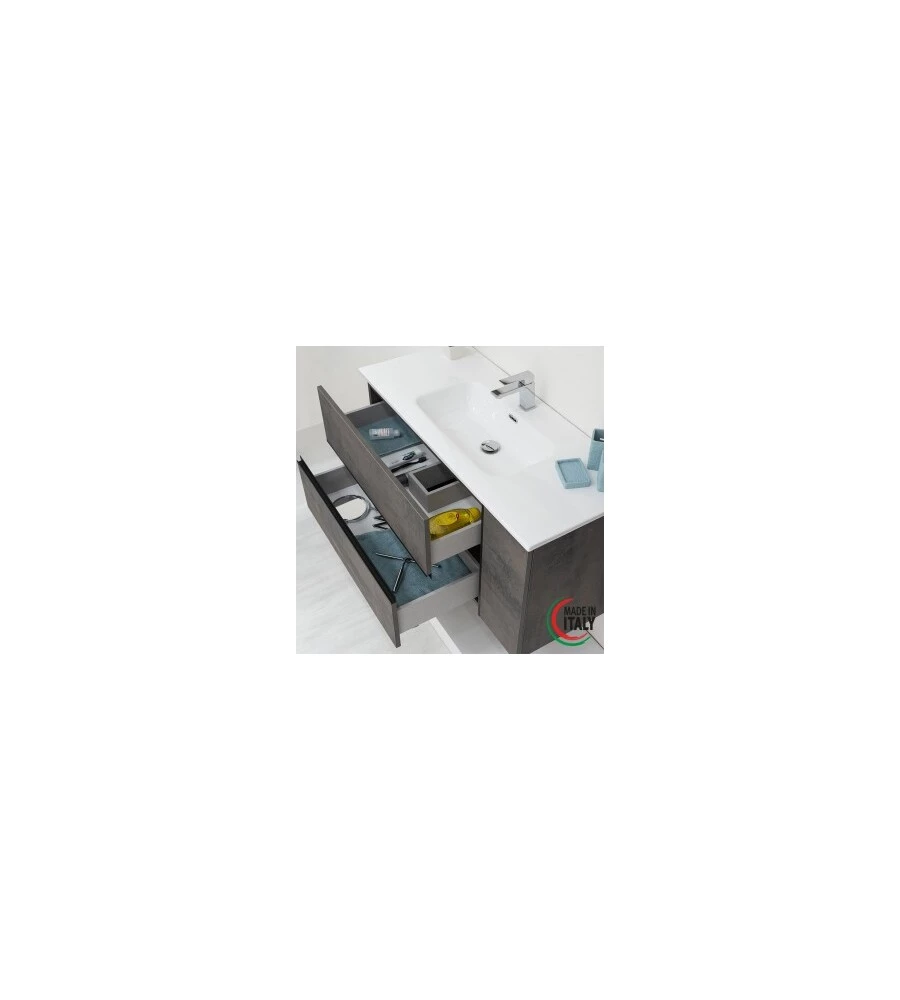 MOBILE BAGNO SOSPESO "OXID" CON SPECCHIO, 90X46X57 CM