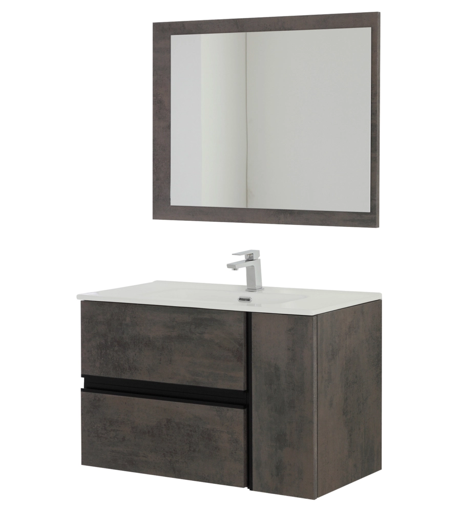 MOBILE BAGNO SOSPESO "OXID" CON SPECCHIO, 90X46X57 CM