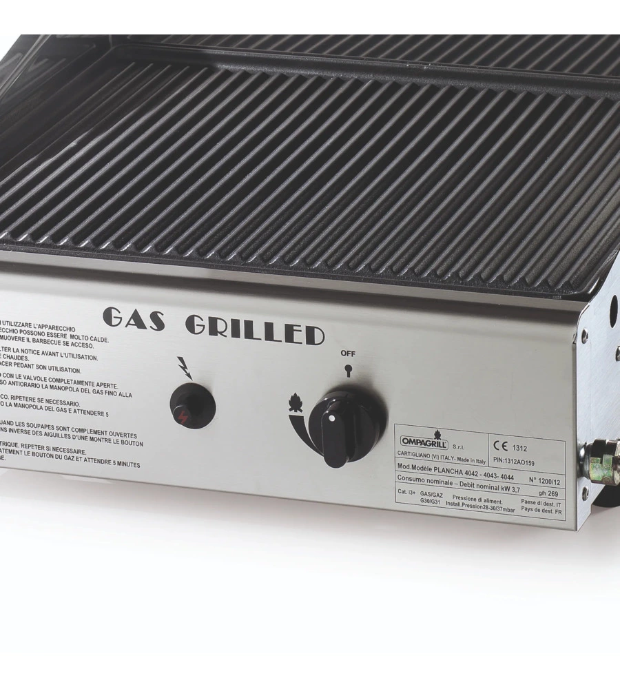 BARBECUE A GAS OMPAGRILL CON PLANCHA DOPPIA E COPERCHIO 2 BRUCIATORI