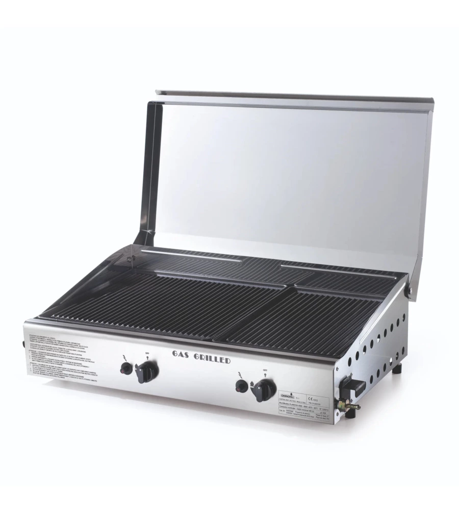 BARBECUE A GAS OMPAGRILL CON PLANCHA DOPPIA E COPERCHIO 2 BRUCIATORI
