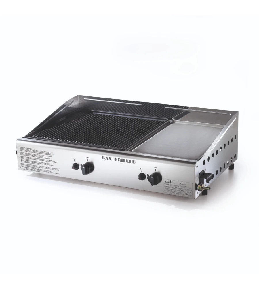 BARBECUE A GAS OMPAGRILL CON PLANCHA DOPPIA 2 BRUCIATORI 70,5X44X21,5 CM