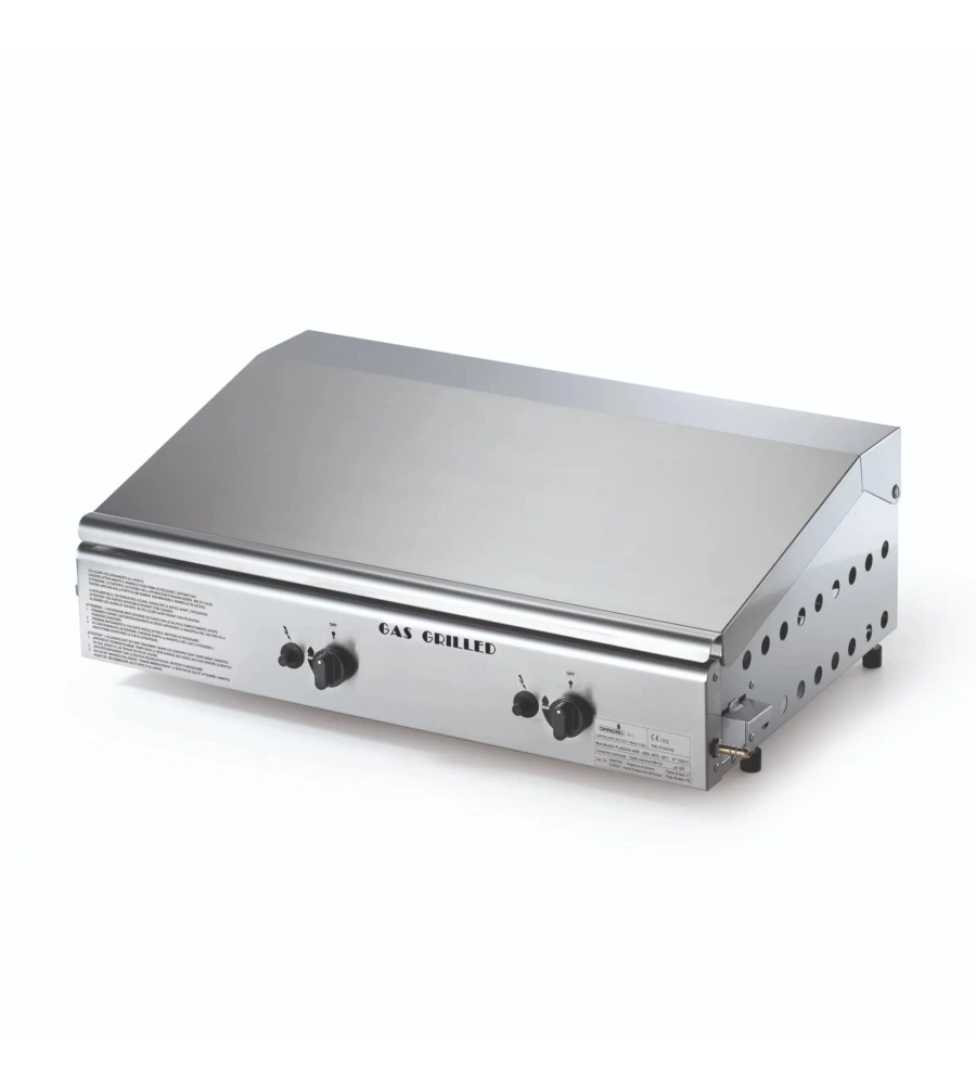 BARBECUE A GAS OMPAGRILL CON PLANCHA DOPPIA E COPERCHIO 2 BRUCIATORI 71,5X44X24 CM