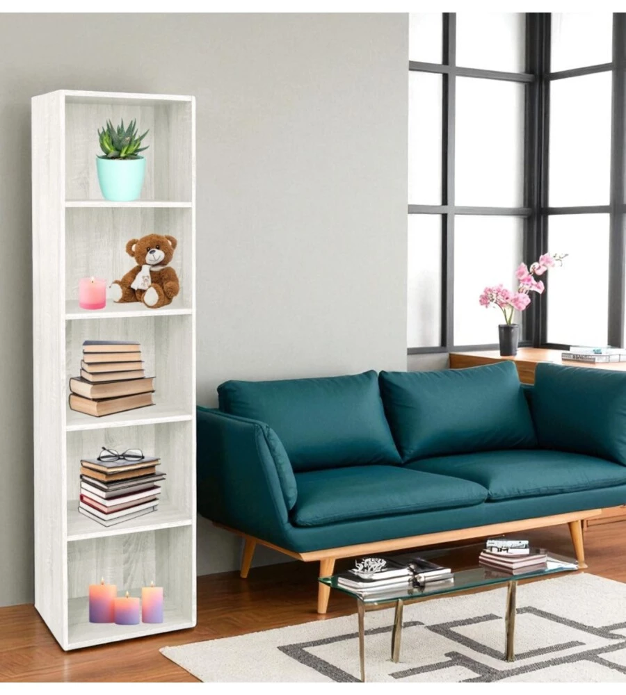 LIBRERIA 4 RIPIANI "READY 2" ROVERE BIANCO 40X29X172 CM