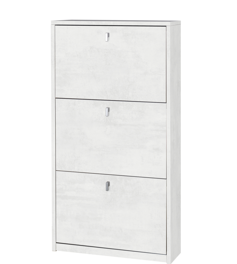 SCARPIERA BIANCA CON 3 ANTE, 63X18X117 CM