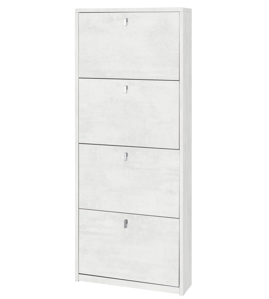 SCARPIERA BIANCA CON 4 ANTE, 63X18X154 CM