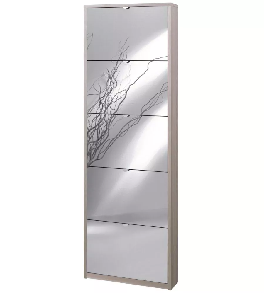 SCARPIERA OLMO CON 5 ANTE A SPECCHIO, 63X18X190 CM